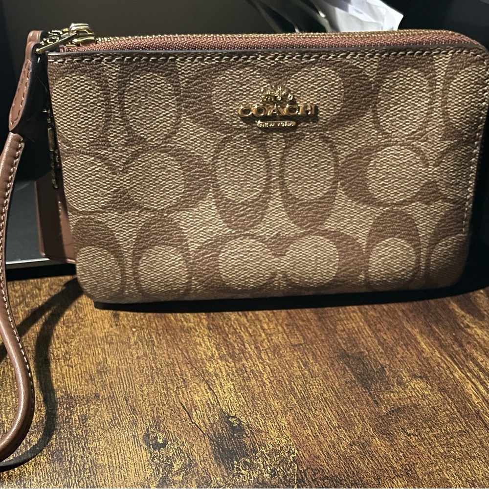 Brown/Tan Coach Wristlet